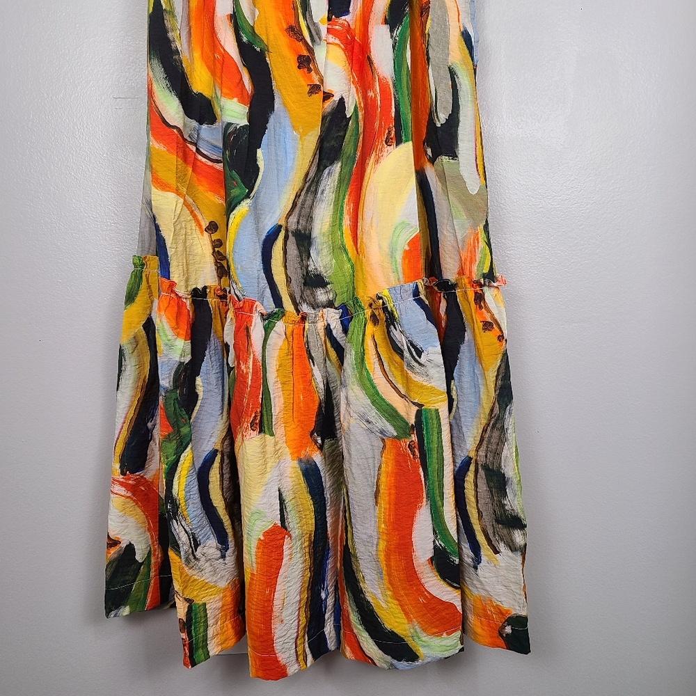 Anthropologie Maeve Suzannah Tiered Multicolor Puff Sleeve Maxi Dress w/Pockets - Picture 10 of 16